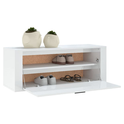 Wall Shoe Cabinet High Gloss White 100x35x38 cm Engineered Wood