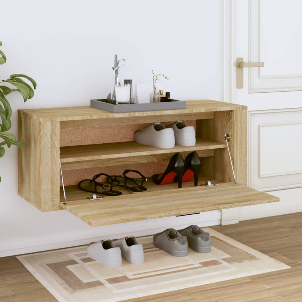 Wall Shoe Cabinet Sonoma Oak 100x35x38 cm Engineered Wood