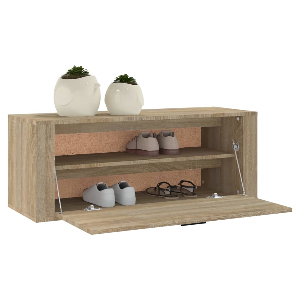 Wall Shoe Cabinet Sonoma Oak 100x35x38 cm Engineered Wood