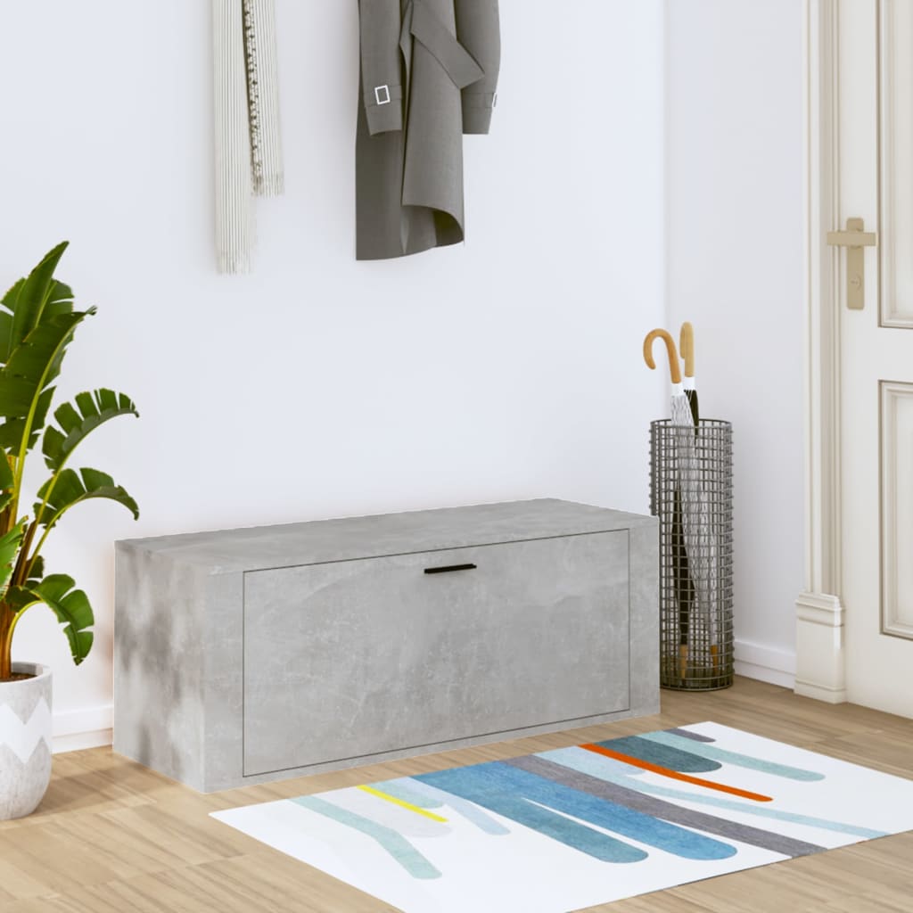 Wall Shoe Cabinet Concrete Grey 100x35x38 cm Engineered Wood