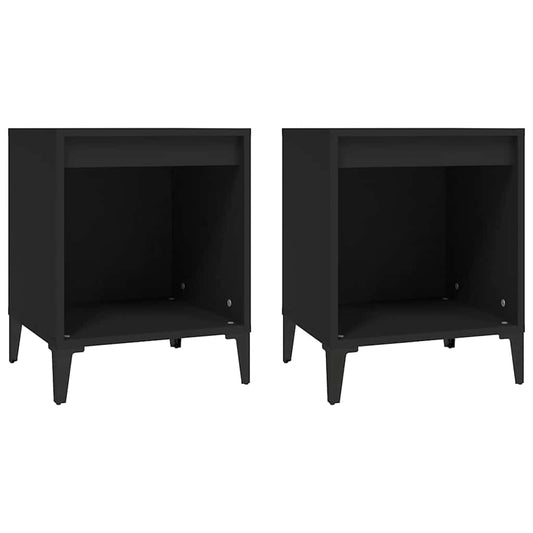 Bedside Cabinet | Set of 2 | Black | Engineered wood, Metal | Medium