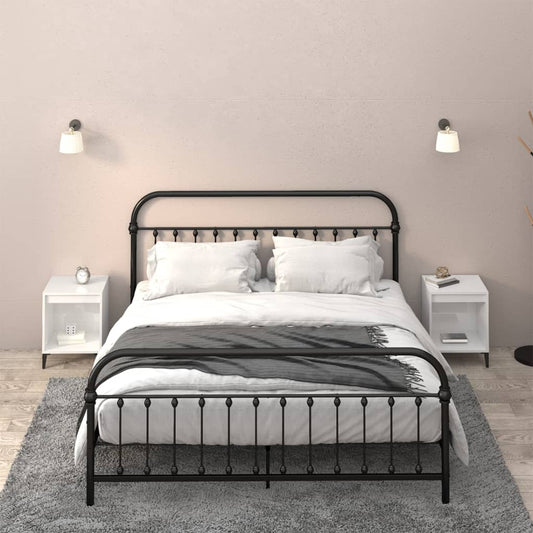 Bedside Cabinet | Set of 2 | High gloss white | Engineered wood, metal