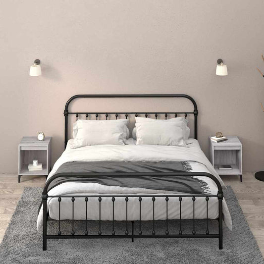 Bedside Cabinet | Set of 2 | Grey Sonoma | Engineered wood, metal