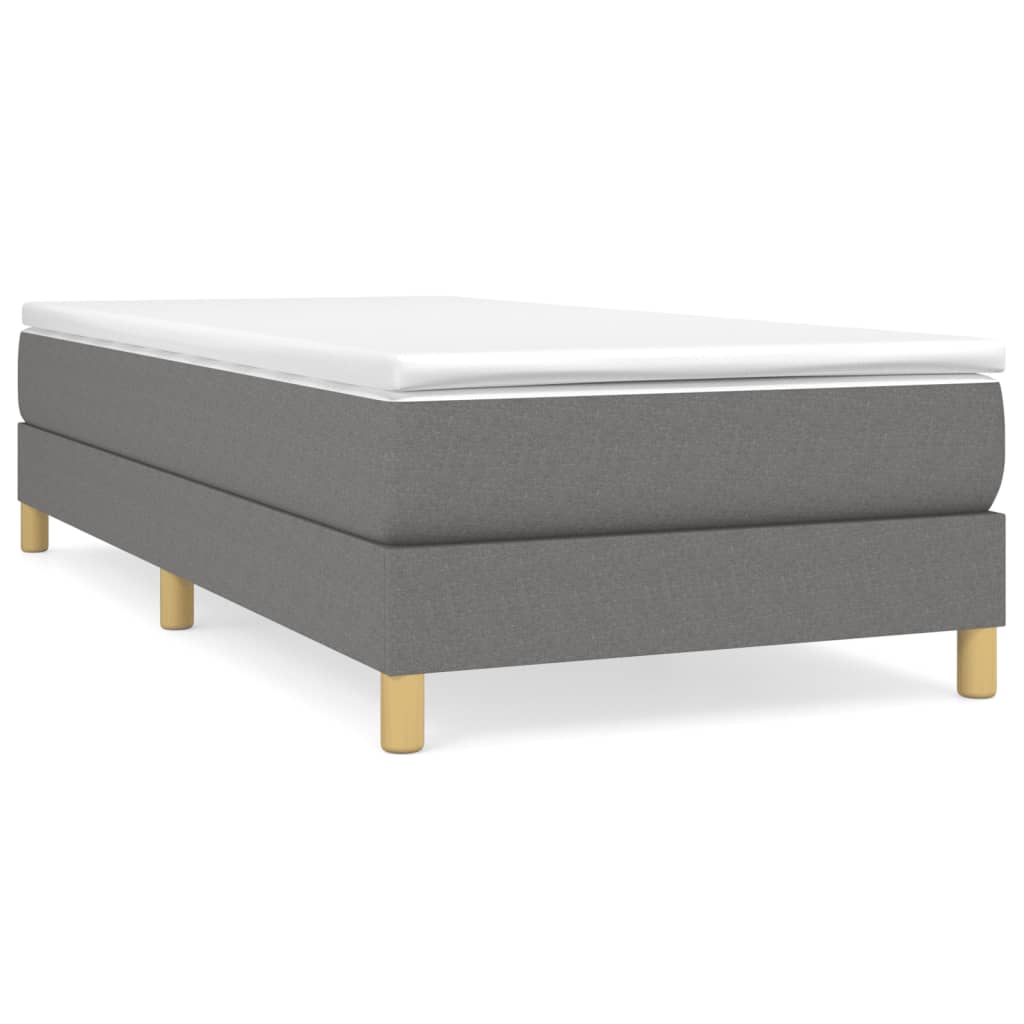 Box Spring Bed Frame Dark Gray Twin XL Fabric (US Only)
