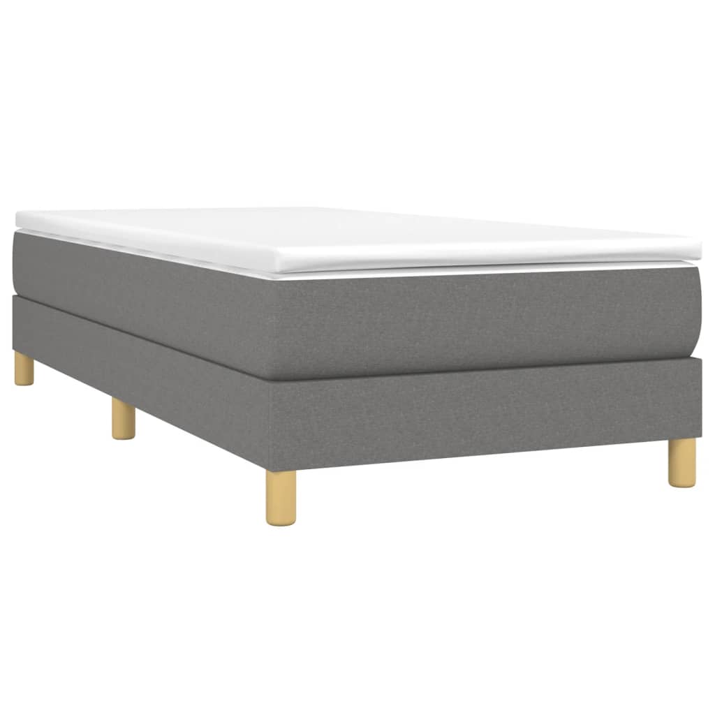 Box Spring Bed Frame Dark Gray Twin XL Fabric (US Only)