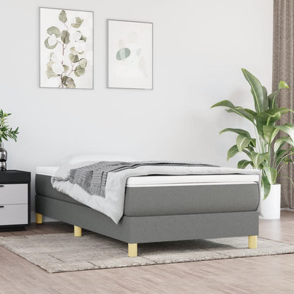 Box Spring Bed Frame Dark Gray Twin XL Fabric (US Only)