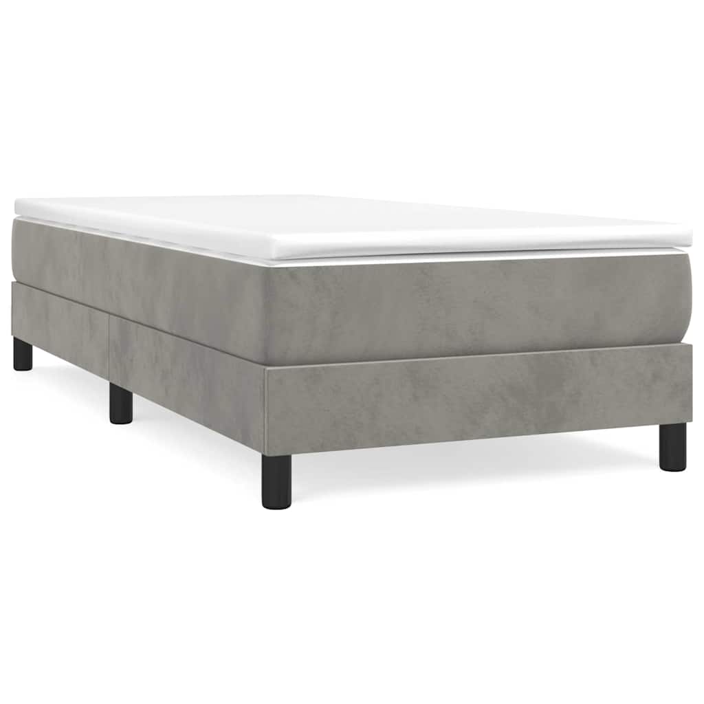Box Spring Bed Frame Light Gray Twin Velvet (US Only)