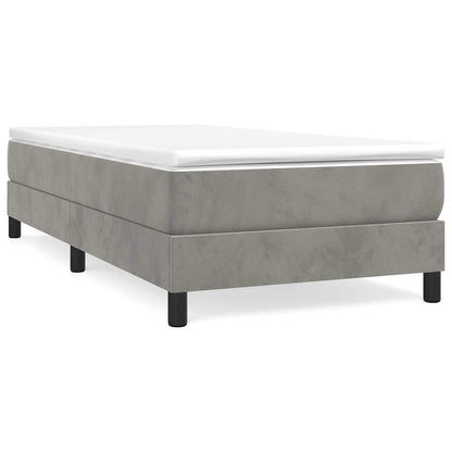 Box Spring Bed Frame Light Gray Twin Velvet (US Only)