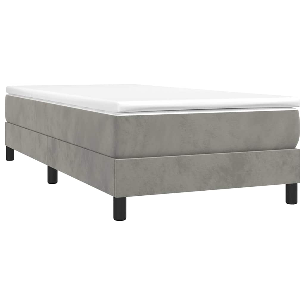 Box Spring Bed Frame Light Gray Twin Velvet (US Only)