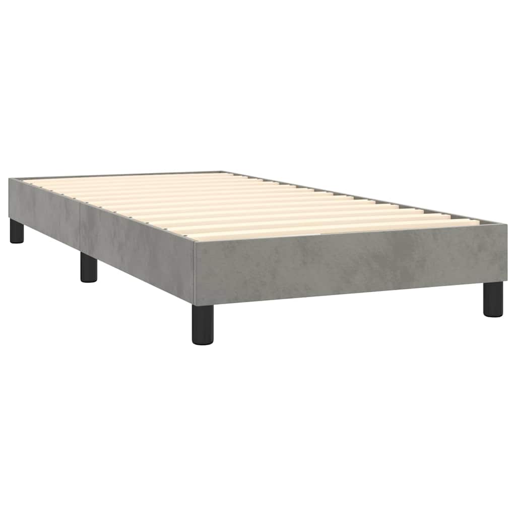 Box Spring Bed Frame Light Gray Twin Velvet (US Only)