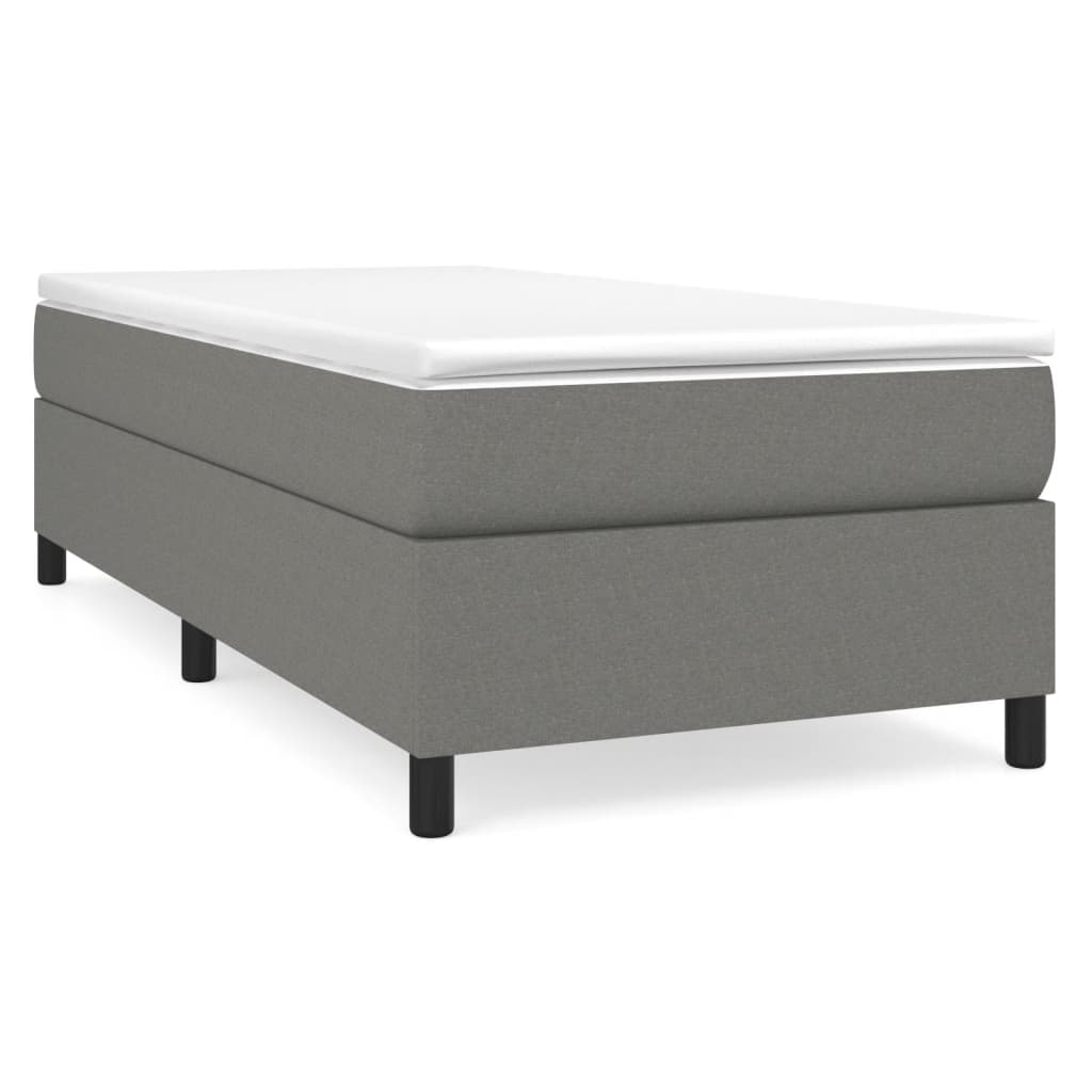 Box Spring Bed Frame Dark Gray Twin XL Fabric (US Only)