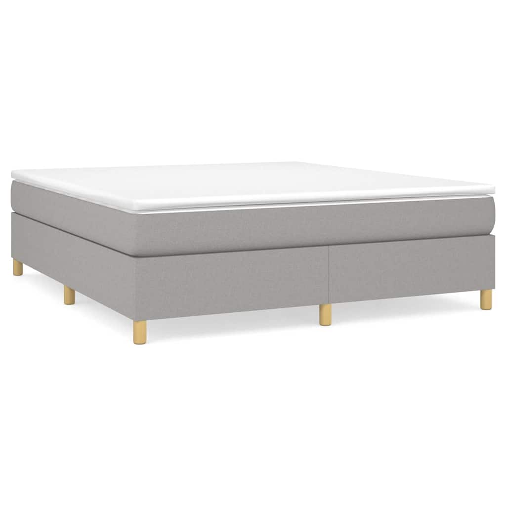 Box Spring Bed Frame Light Gray King Fabric (US Only)