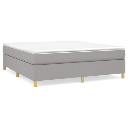 Box Spring Bed Frame Light Gray King Fabric (US Only)