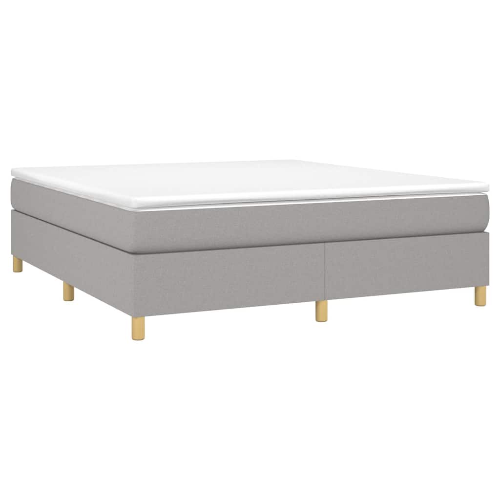 Box Spring Bed Frame Light Gray King Fabric (US Only)
