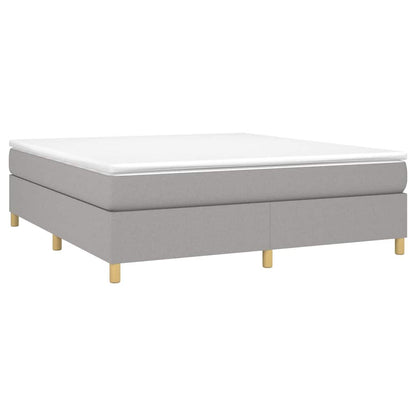 Box Spring Bed Frame Light Gray King Fabric (US Only)