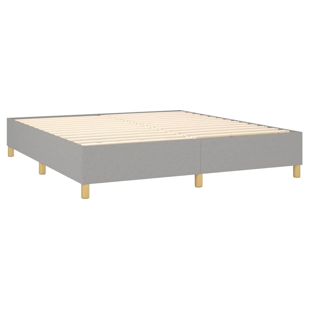 Box Spring Bed Frame Light Gray King Fabric (US Only)