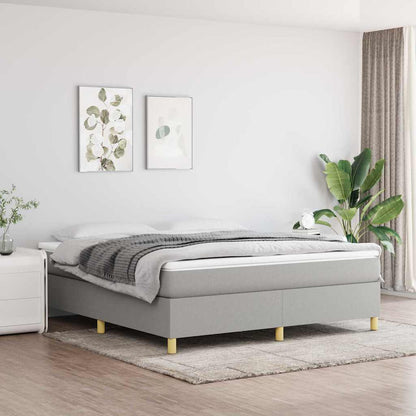 Box Spring Bed Frame Light Gray King Fabric (US Only)