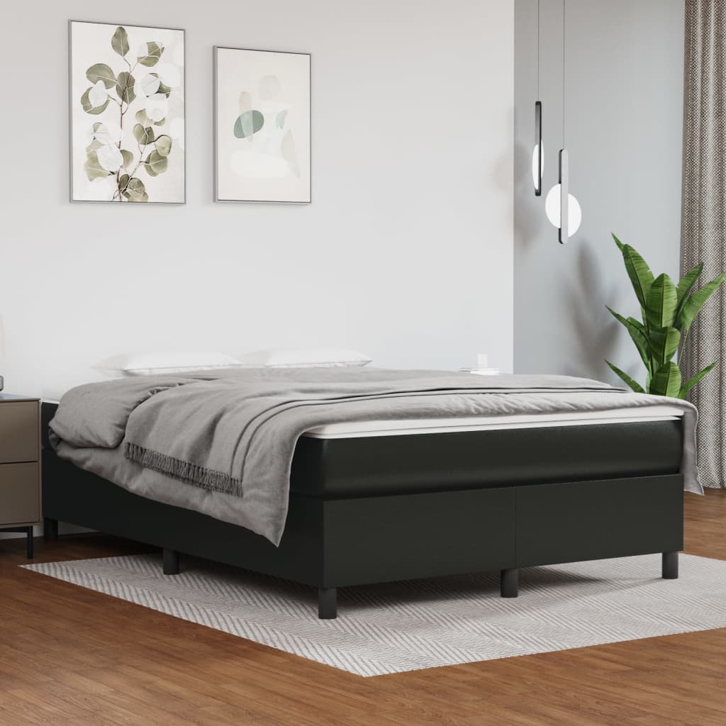 Box Spring Bed Frame Black Faux Leather (US/AU Only)
