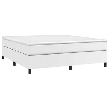 Box Spring Bed Frame White King Faux Leather (US Only)