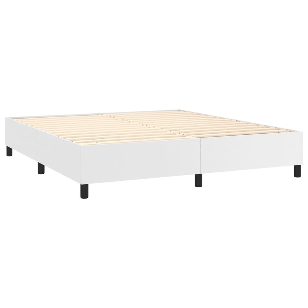 Box Spring Bed Frame White King Faux Leather (US Only)