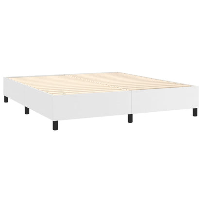 Box Spring Bed Frame White King Faux Leather (US Only)