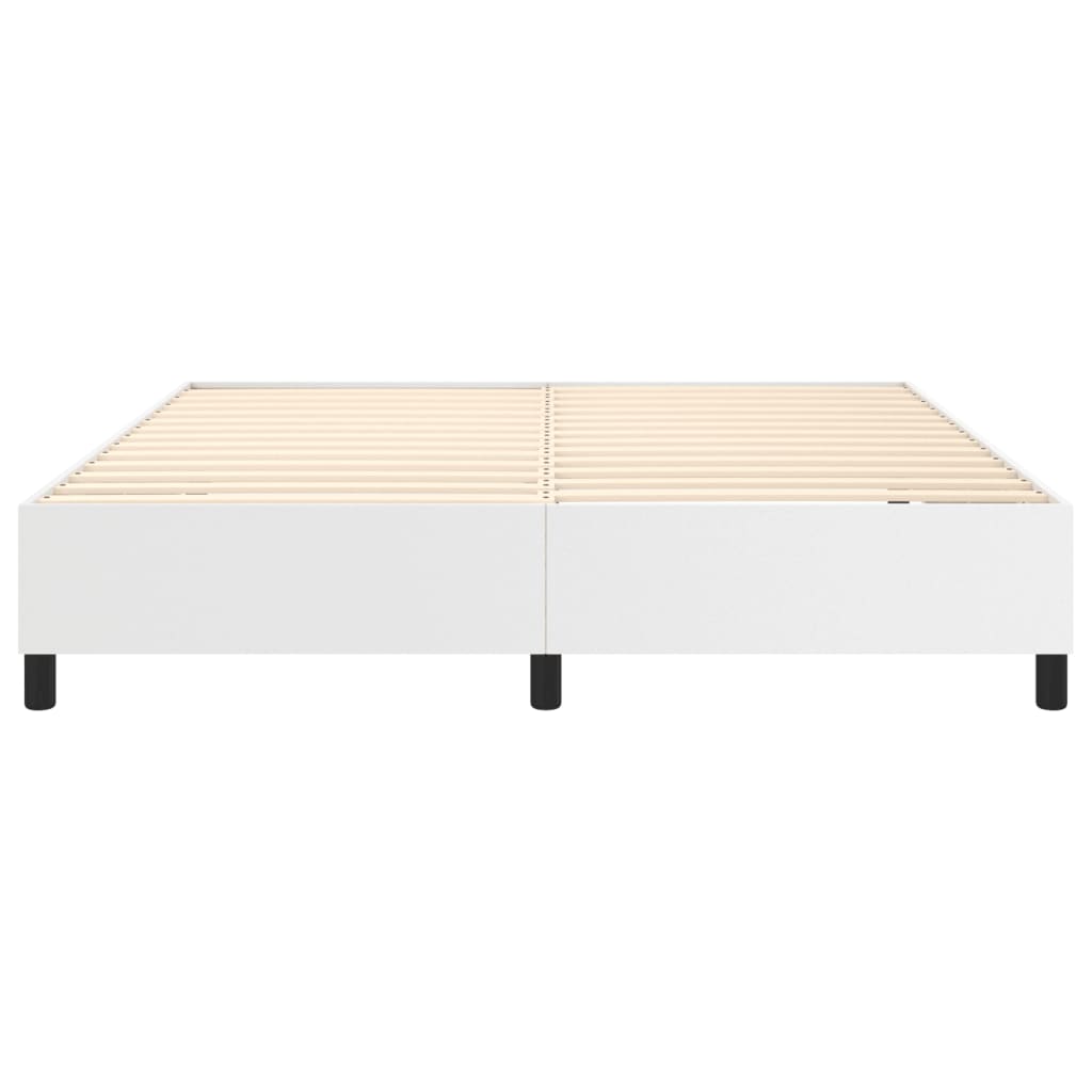 Box Spring Bed Frame White King Faux Leather (US Only)