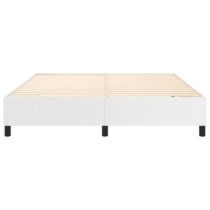 Box Spring Bed Frame White King Faux Leather (US Only)