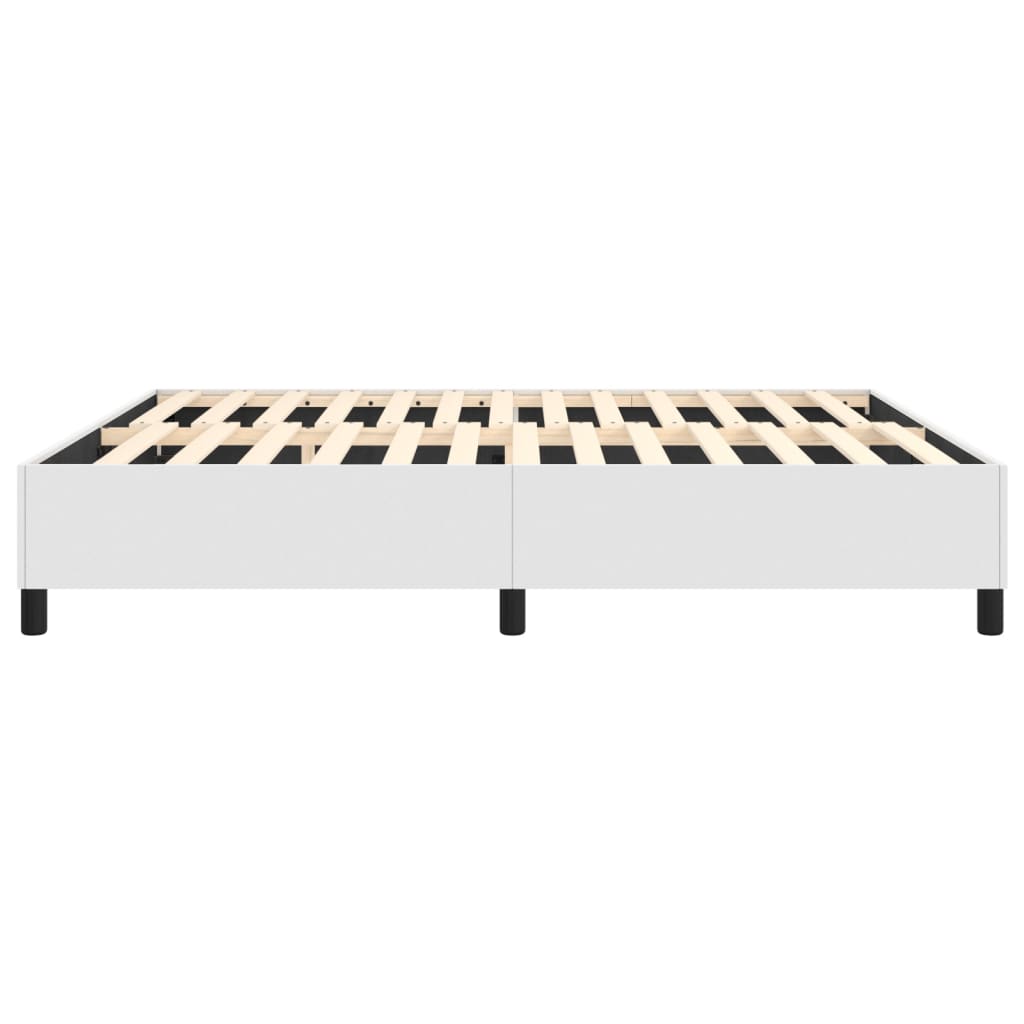 Box Spring Bed Frame White King Faux Leather (US Only)
