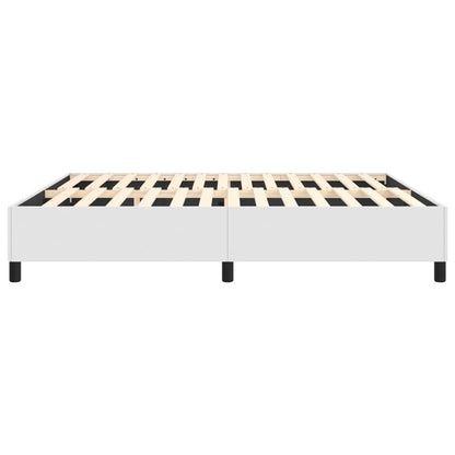 Box Spring Bed Frame White King Faux Leather (US Only)
