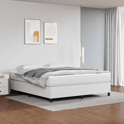 Box Spring Bed Frame White King Faux Leather (US Only)