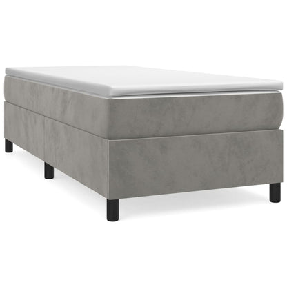 Box Spring Bed Frame Light Grey Twin Velvet (US Only)