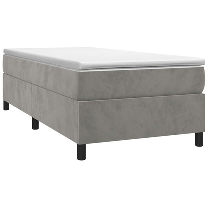 Box Spring Bed Frame Light Grey Twin Velvet (US Only)