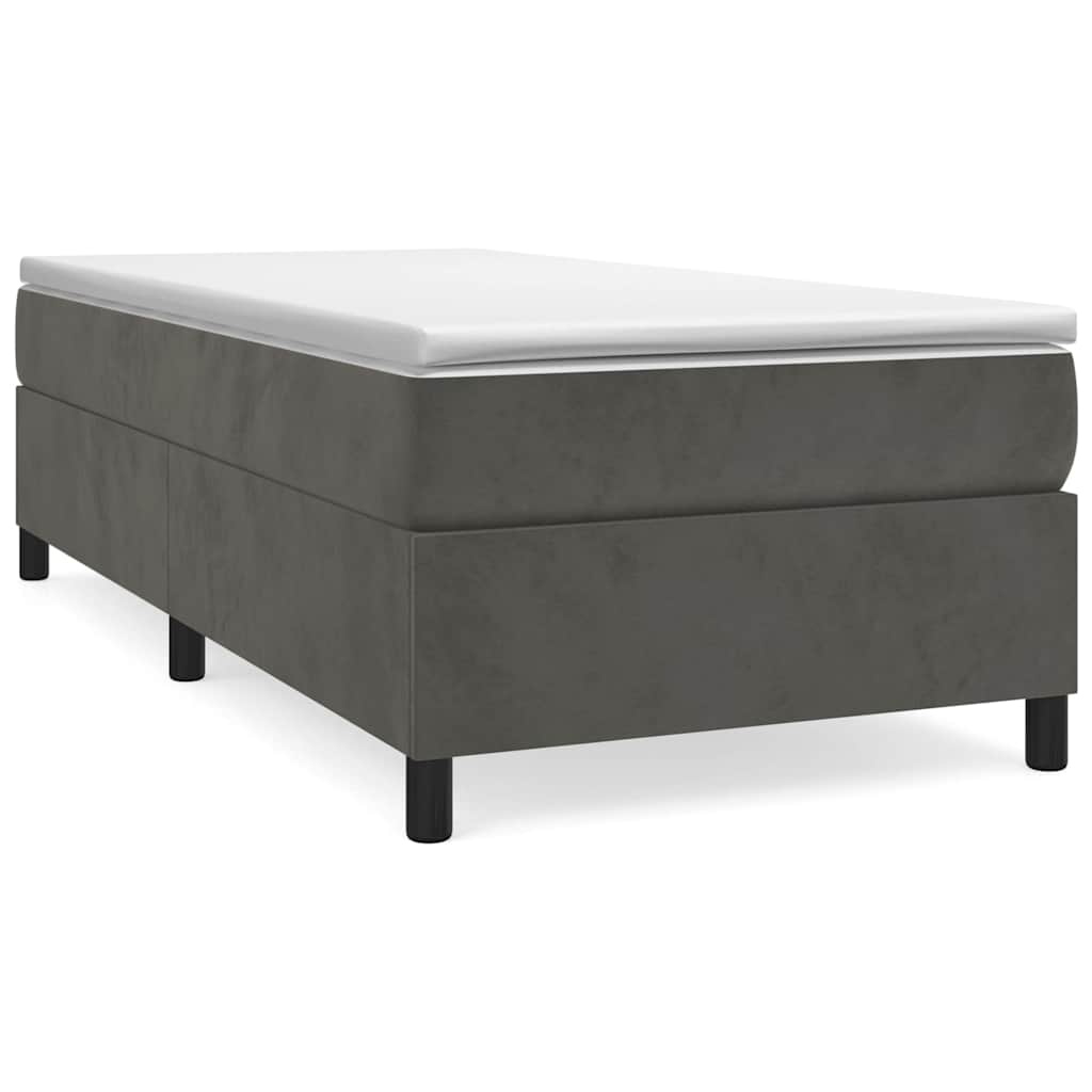 Box Spring Bed Frame Dark Grey Twin Velvet