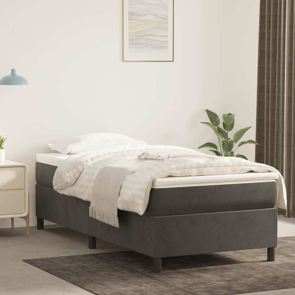 Box Spring Bed Frame Dark Grey Twin Velvet