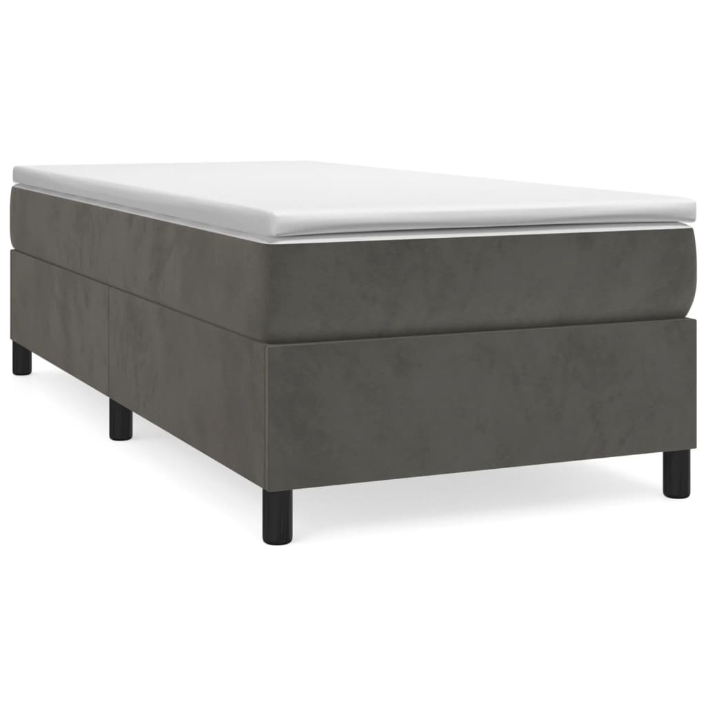 Box Spring Bed Frame Dark Grey Twin XL Velvet (US Only)