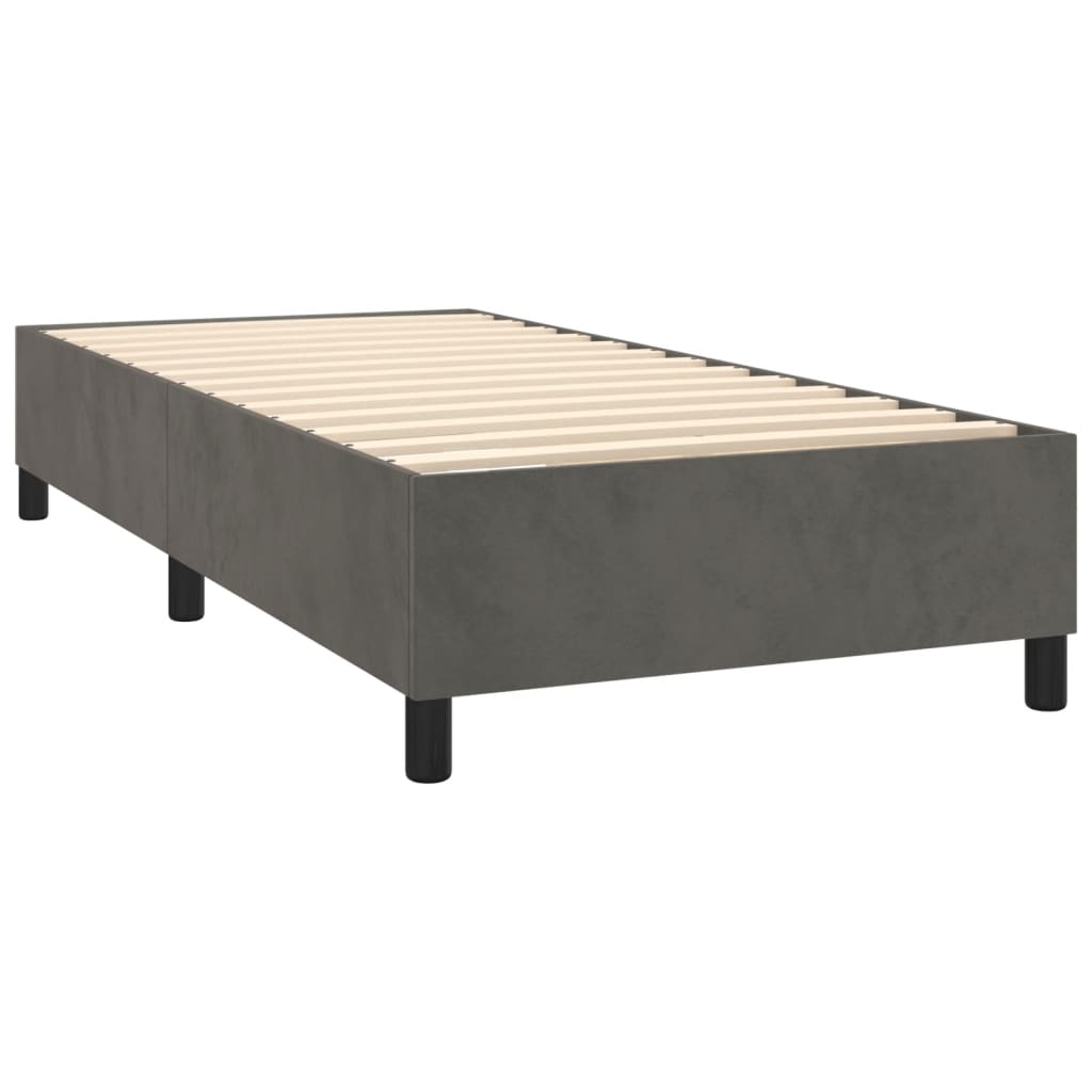 Box Spring Bed Frame Dark Grey Twin XL Velvet (US Only)