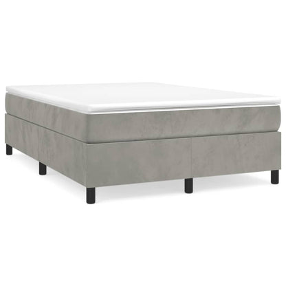vidaXL Bed Frame Light Grey Velvet, Plywood, Engineered wood Full Modern