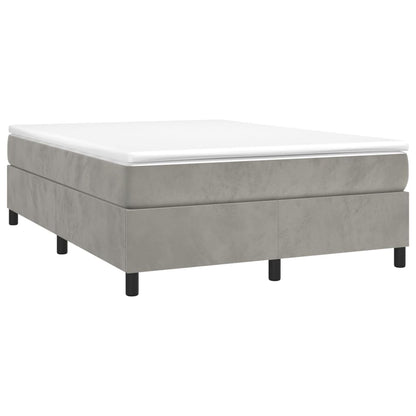 vidaXL Bed Frame Light Grey Velvet, Plywood, Engineered wood Full Modern