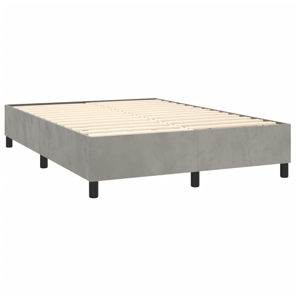 vidaXL Bed Frame Light Grey Velvet, Plywood, Engineered wood Full Modern
