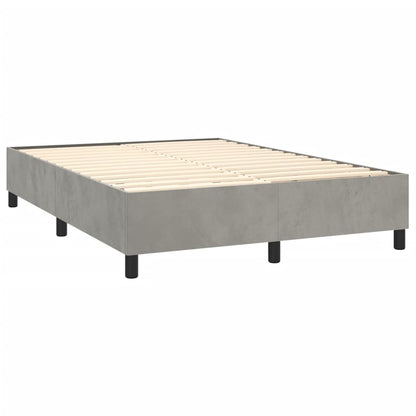 vidaXL Bed Frame Light Grey Velvet, Plywood, Engineered wood Full Modern