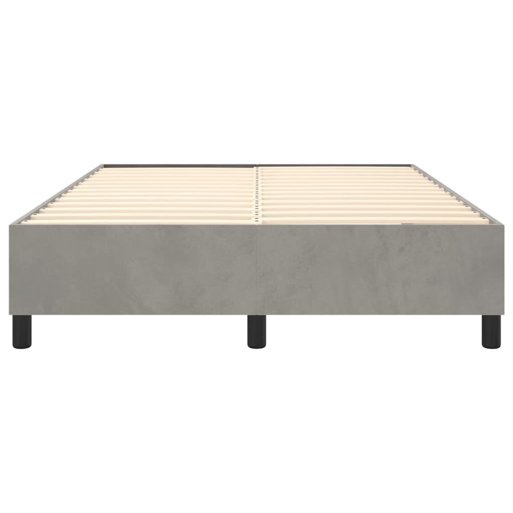vidaXL Bed Frame Light Grey Velvet, Plywood, Engineered wood Full Modern
