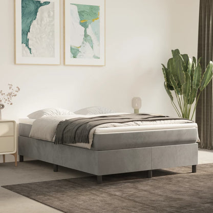 vidaXL Bed Frame Light Grey Velvet, Plywood, Engineered wood Full Modern