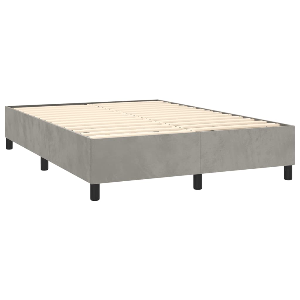 vidaXL Bed Frame Light Grey Velvet, Plywood, Engineered wood Queen