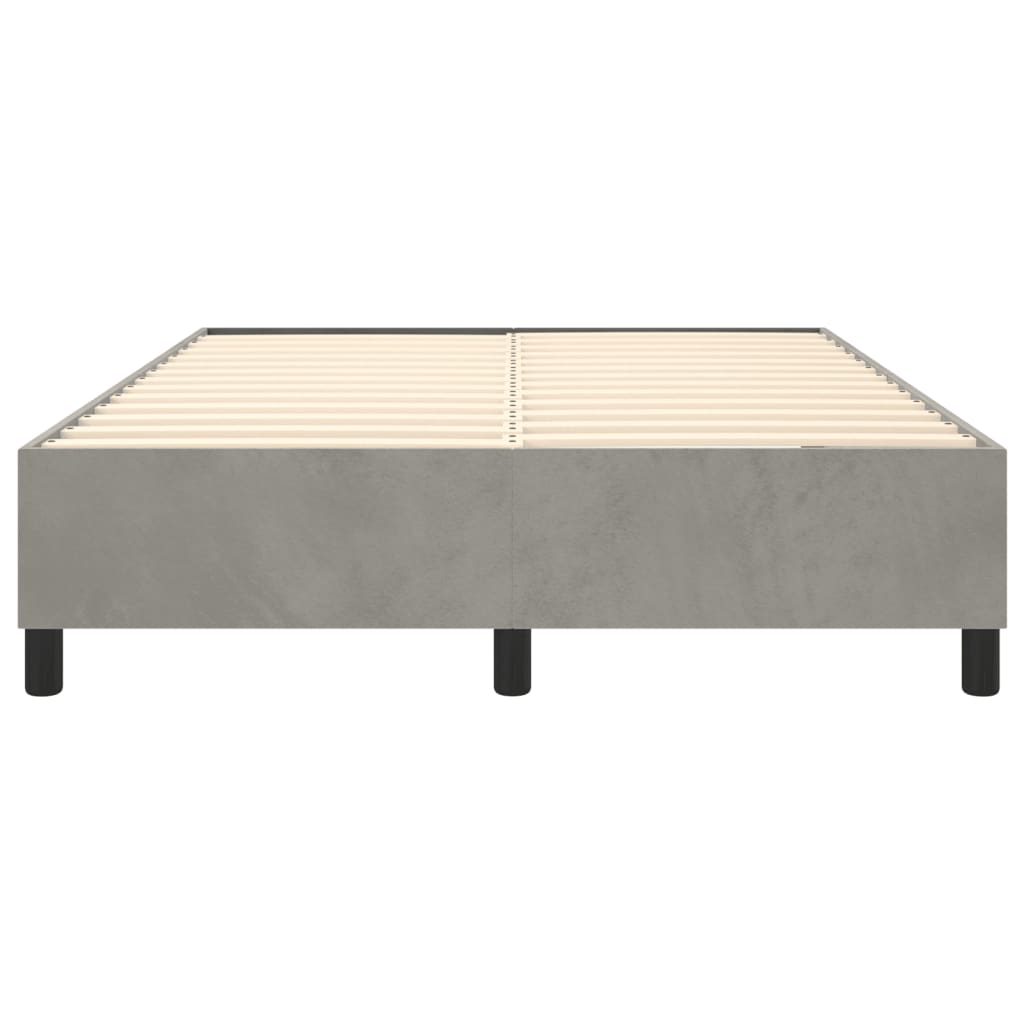 vidaXL Bed Frame Light Grey Velvet, Plywood, Engineered wood Queen