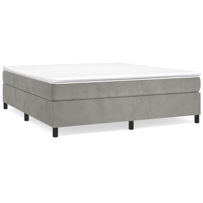 Box Spring Bed Frame Light Gray King Velvet (US Only)