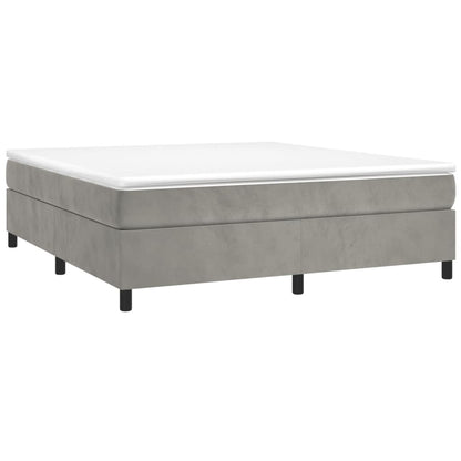 Box Spring Bed Frame Light Gray King Velvet (US Only)
