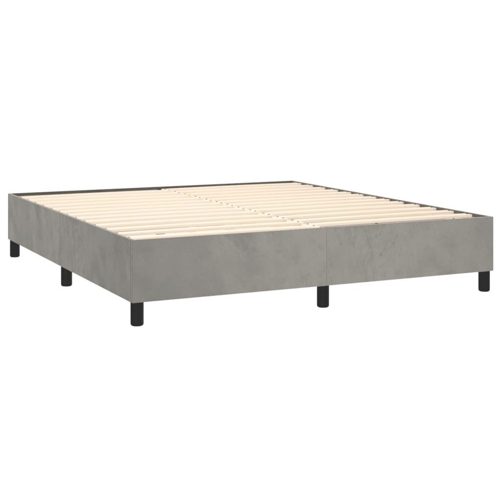 Box Spring Bed Frame Light Gray King Velvet (US Only)