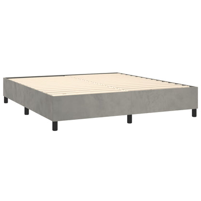 Box Spring Bed Frame Light Gray King Velvet (US Only)
