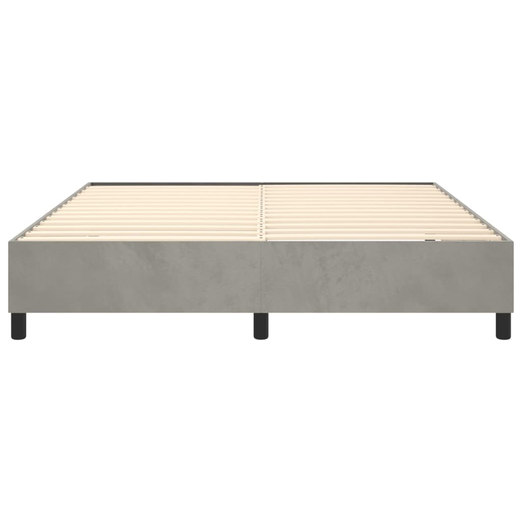 Box Spring Bed Frame Light Gray King Velvet (US Only)