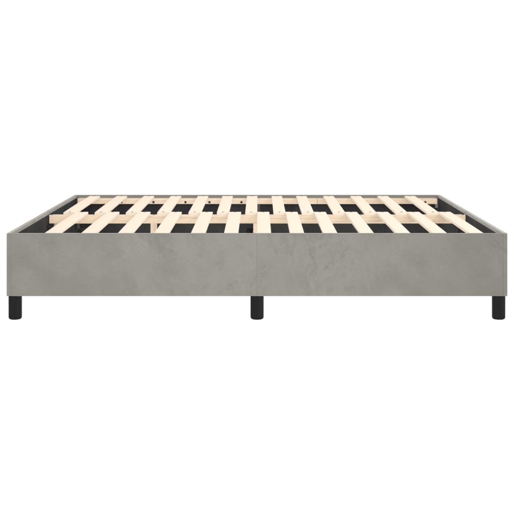 Box Spring Bed Frame Light Gray King Velvet (US Only)